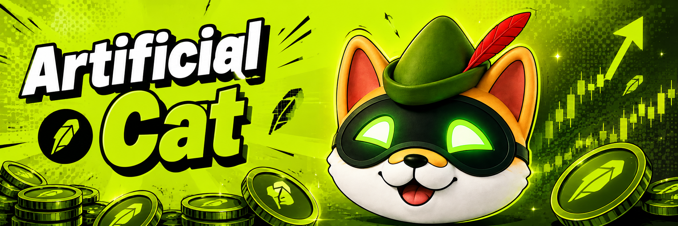 Artificial Cat banner — Robinhood Chain meme
